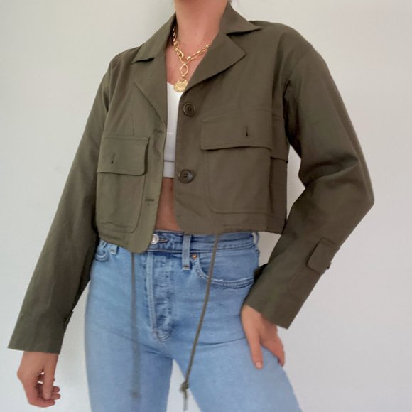 Ralph Lauren Army Green Cropped Utility Jacket - Picture 5 of 11
